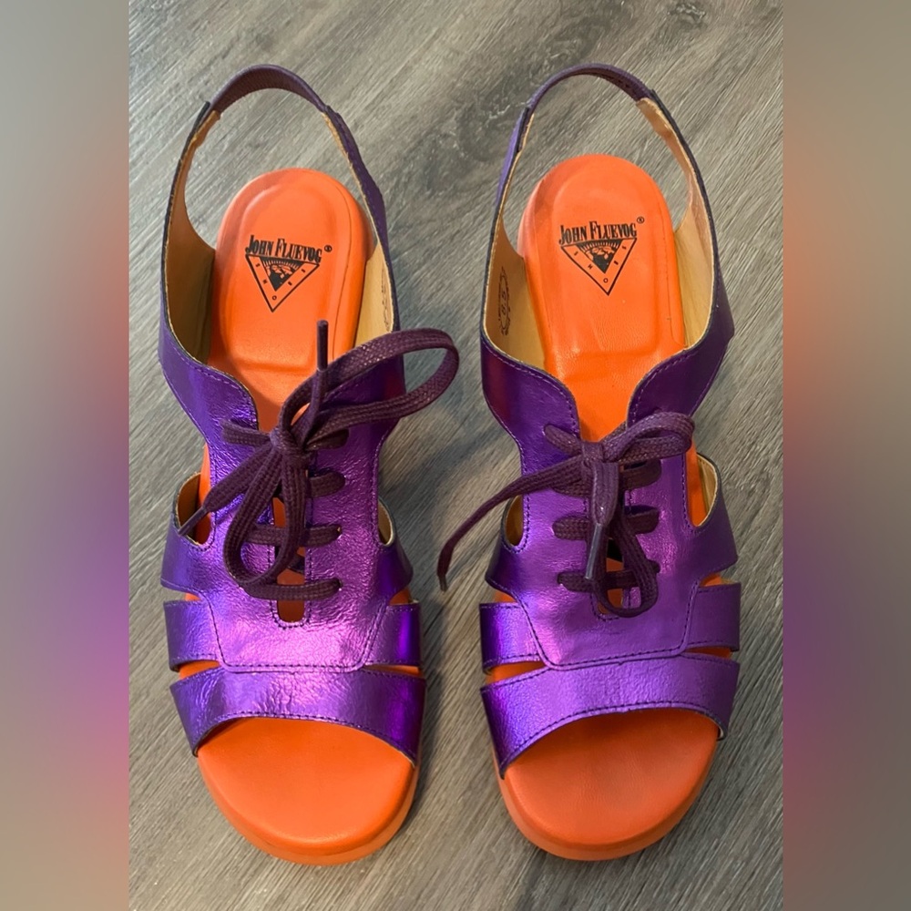 John Fluevog Purple Metallic Anticipation Heels 8.5 - Picture 2 of 6